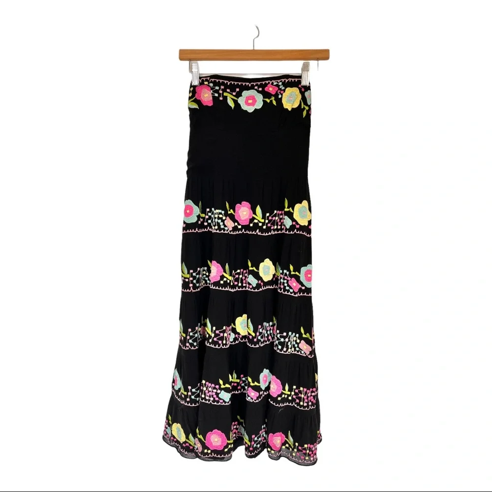 Nanette lepore Women's Black Strapless Dress Embroidered Size 4 - Picture 6 of 10